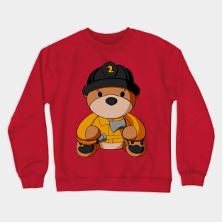 Yellow Uniform Fireman Teddy Bear Crewneck Sweatshirt